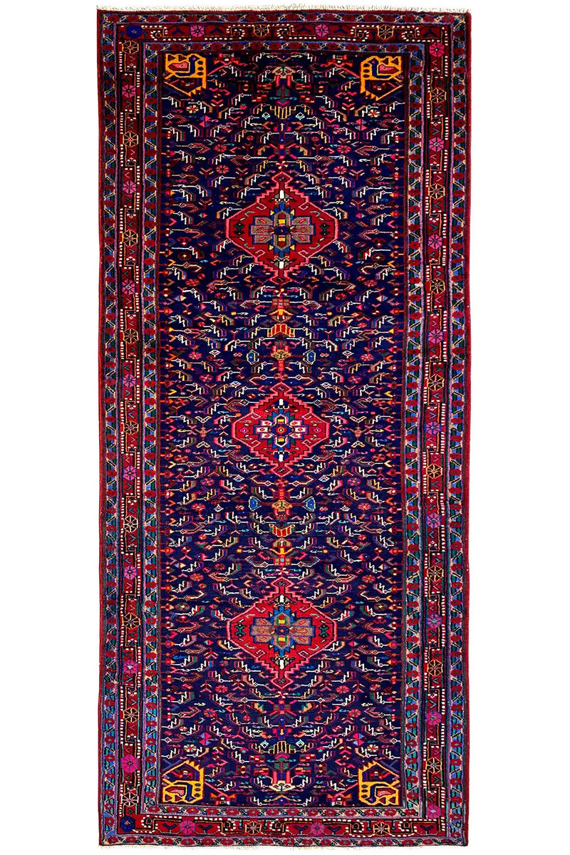 A beautiful hamedan rug in red and purple color.