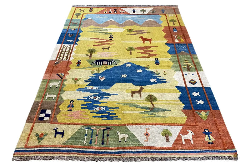 Kilim Qashqai  - 800592 (193x154cm) - German Carpet Shop