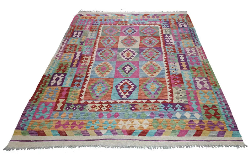 Kelim Afghan - Modern 2453 (248x169cm) - German Carpet Shop