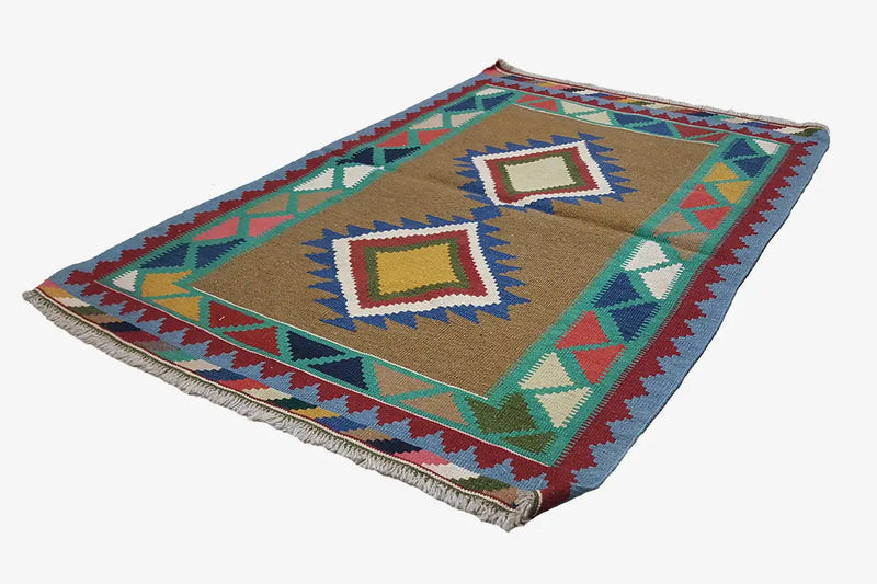Kilim Qashqai - Multicolor 14PL 140x96cm - German Carpet Shop