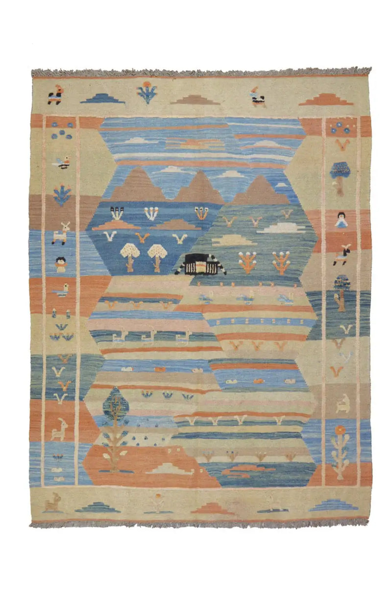 Kilim Qashqai - 804917 (190x153cm) - German Carpet Shop